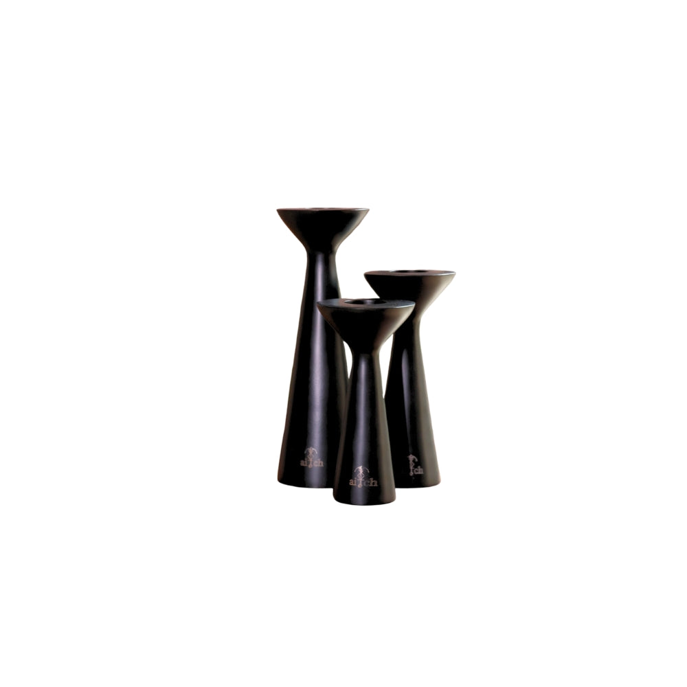 Modern Black Candle Holder S/3