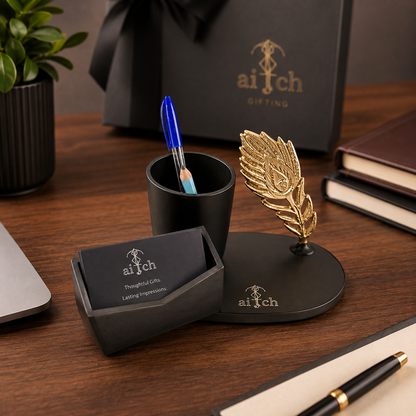 Feather Pen holder & Card Holder Set