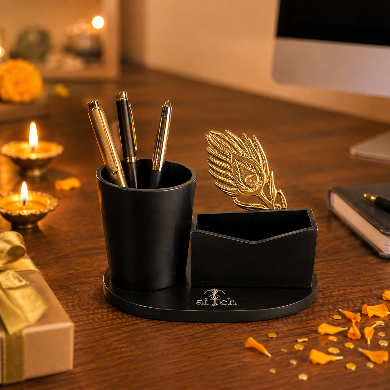 Feather Pen holder & Card Holder Set
