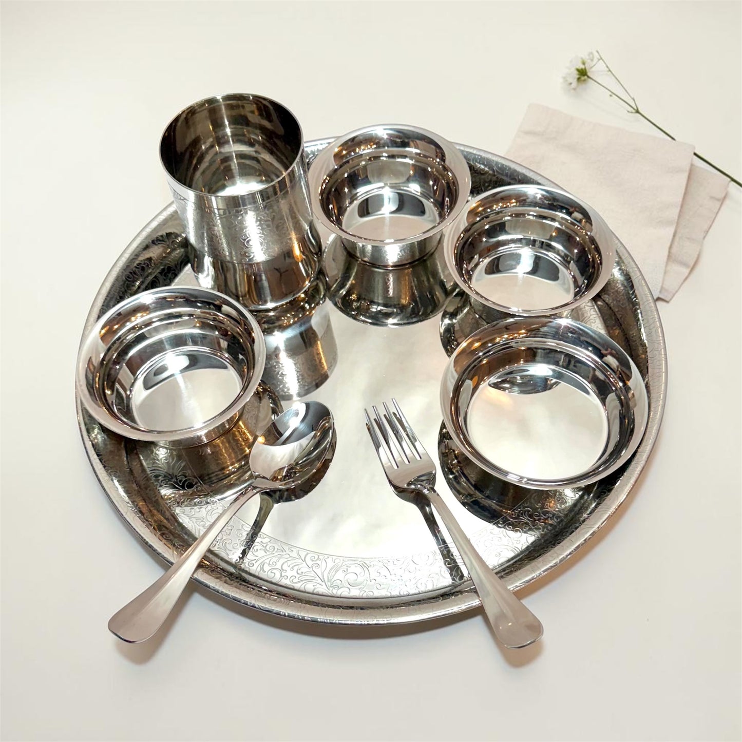 Floral Steel Thai Dinnerware Set