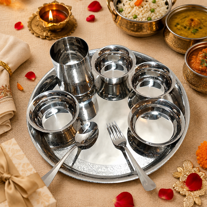 Floral Steel Thai Dinnerware Set