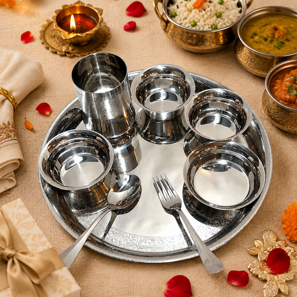 Floral Steel Thai Dinnerware Set