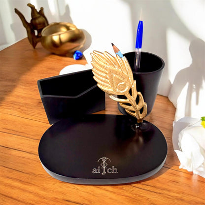 Feather Pen holder & Card Holder Set