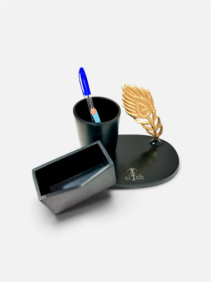 Feather Pen holder & Card Holder Set