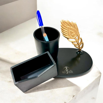 Feather Pen holder & Card Holder Set